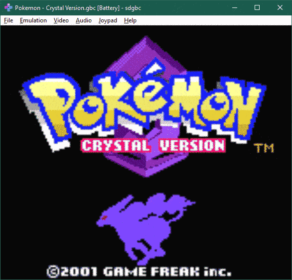 sdgbc running Pokémon - Crystal Version